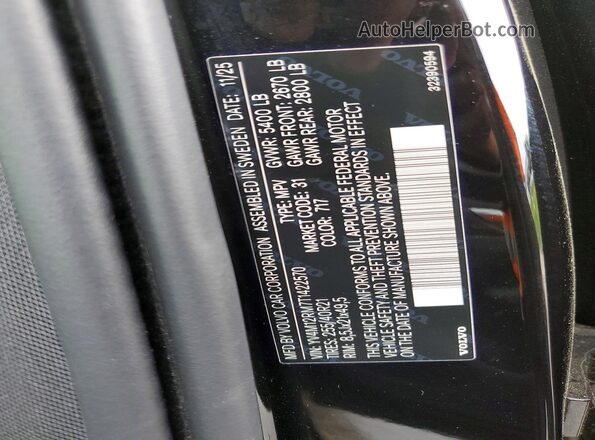 YV4M12RM7T1422570 2026 VOLVO XC60 Black Vista de la etiqueta del VIN