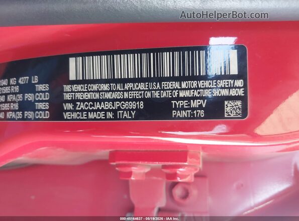 ZACCJAAB6JPG69918 2018 JEEP RENEGADE Red Вид підкапотного простору