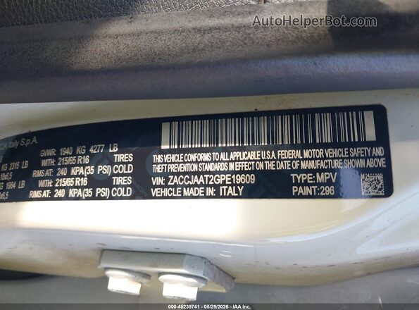 ZACCJAAT2GPE19609 2016 JEEP RENEGADE White Շարժիչի բաժամունքի տեսք