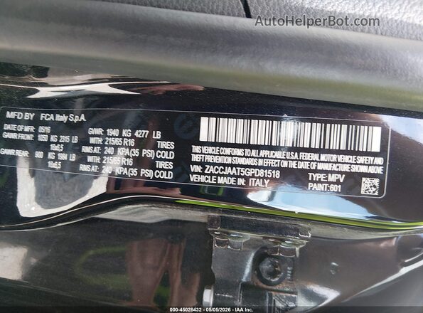 ZACCJAAT5GPD81518 2016 JEEP RENEGADE Black Շարժիչի բաժամունքի տեսք