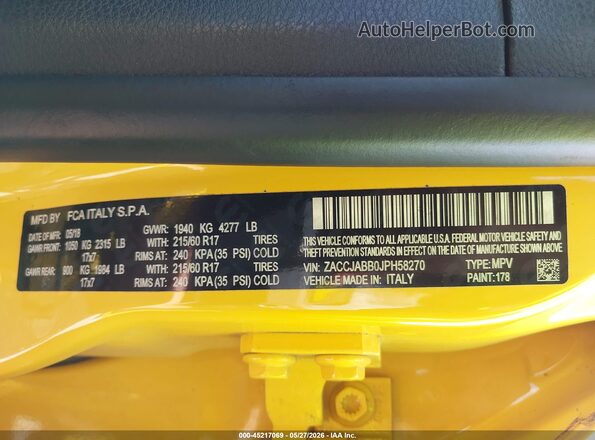 ZACCJABB0JPH58270 2018 JEEP RENEGADE Yellow Widok komory silnika