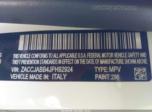 ZACCJABB4JPH92924 2018 JEEP RENEGADE Белый Вид подкапотного пространства