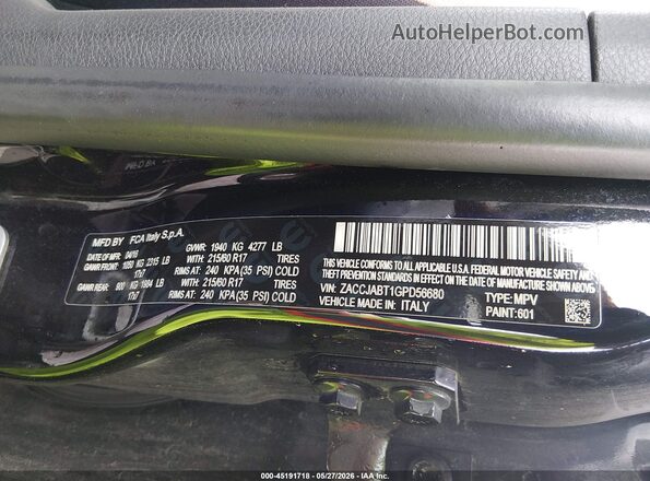 ZACCJABT1GPD56680 2016 JEEP RENEGADE Черный Вид подкапотного пространства