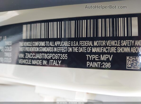 ZACCJABT8GPD97355 2016 JEEP RENEGADE Белый Вид подкапотного пространства