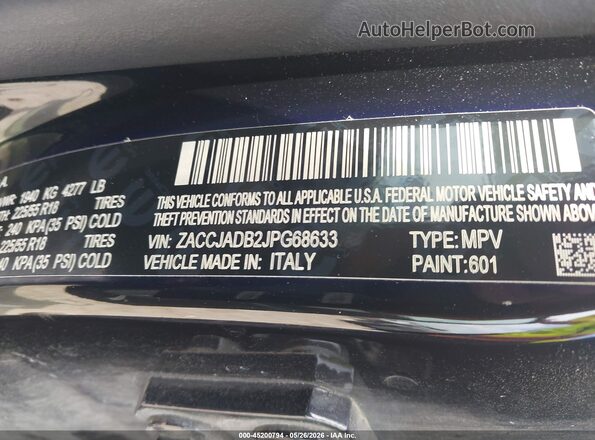 ZACCJADB2JPG68633 2018 JEEP RENEGADE Black Widok komory silnika