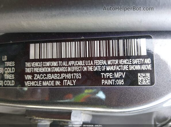 ZACCJBAB2JPH81783 2018 JEEP RENEGADE Gray Vista del compartimento del motor