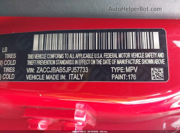 ZACCJBAB5JPJ57733 2018 JEEP RENEGADE Red Вид підкапотного простору