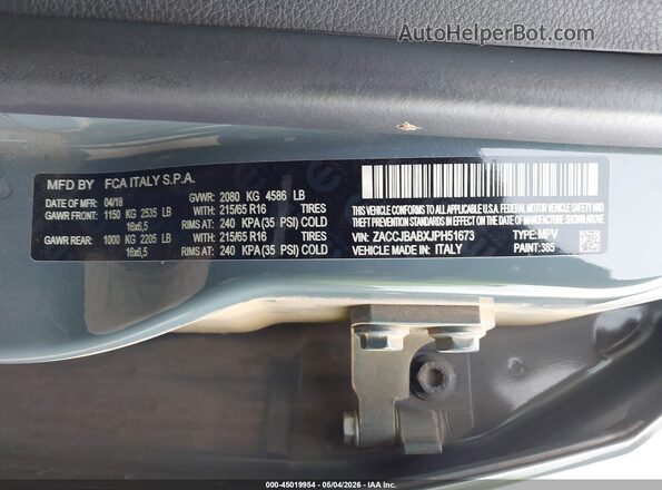 ZACCJBABXJPH51673 2018 JEEP RENEGADE Blue 