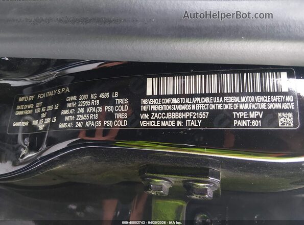 ZACCJBBB8HPF21557 2017 JEEP RENEGADE Black Widok komory silnika
