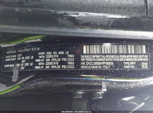 ZACCJBBB8HPF96839 2017 JEEP RENEGADE Black Engine compartment view