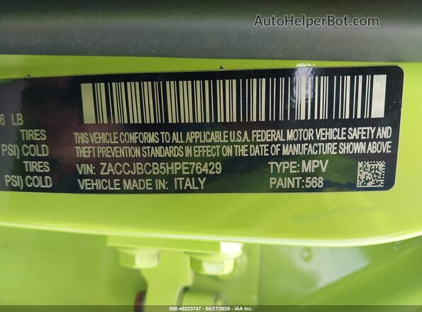 ZACCJBCB5HPE76429 2017 JEEP RENEGADE Зеленый Вид подкапотного пространства