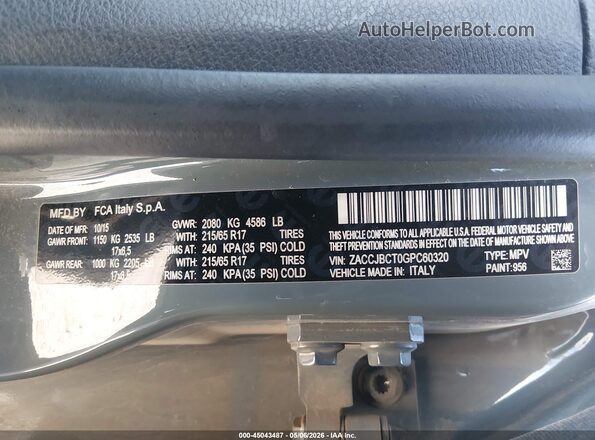 ZACCJBCT0GPC60320 2016 JEEP RENEGADE Серый Вид подкапотного пространства