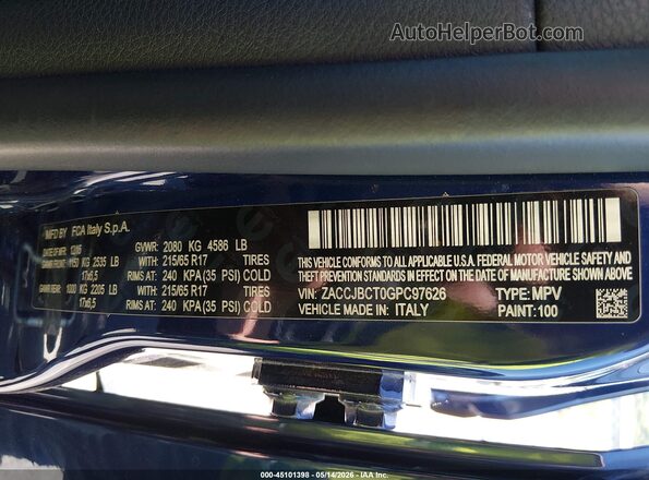 ZACCJBCT0GPC97626 2016 JEEP RENEGADE Blue 