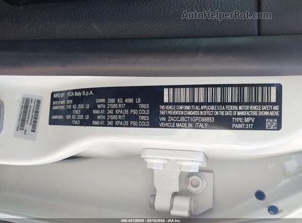 ZACCJBCT1GPD98853 2016 JEEP RENEGADE White Widok komory silnika