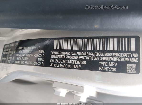 ZACCJBCT4GPD87006 2016 JEEP RENEGADE Gray Widok komory silnika