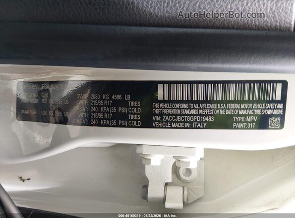 ZACCJBCT6GPD19483 2016 JEEP RENEGADE White Widok komory silnika