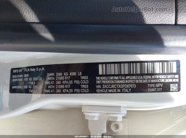 ZACCJBCTXGPD87673 2016 JEEP RENEGADE White ძრავის განყოფილების ხედი