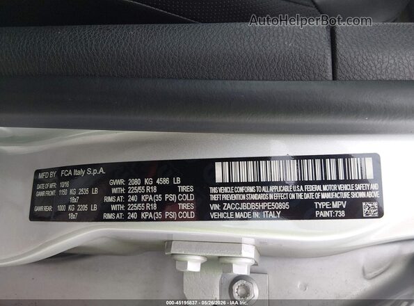 ZACCJBDB5HPE50895 2017 JEEP RENEGADE Silver Вид підкапотного простору
