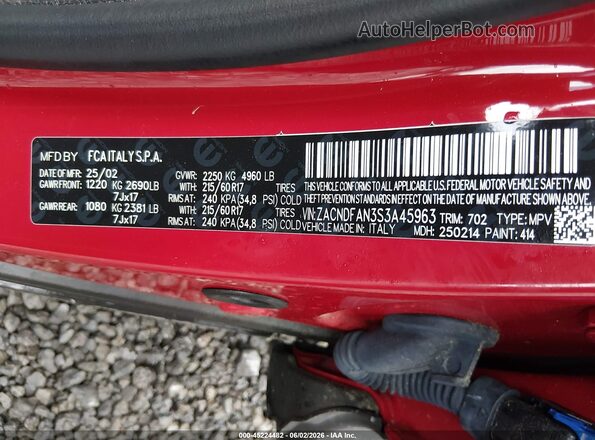 ZACNDFAN3S3A45963 2025 DODGE OTHER Red Вид підкапотного простору