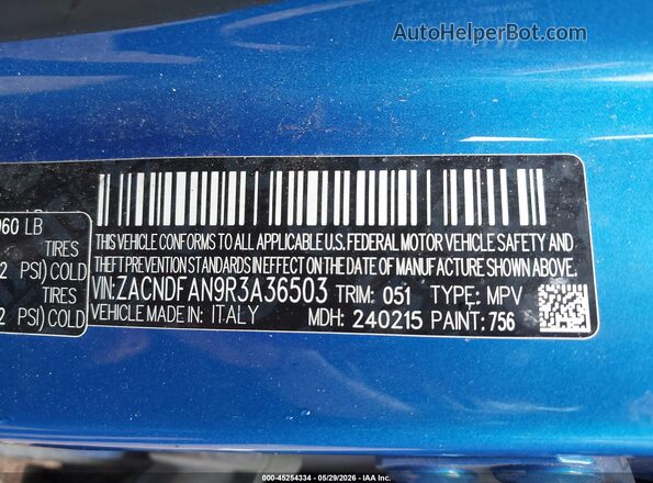 ZACNDFAN9R3A36503 2024 DODGE OTHER Blue Vista del compartimento del motor