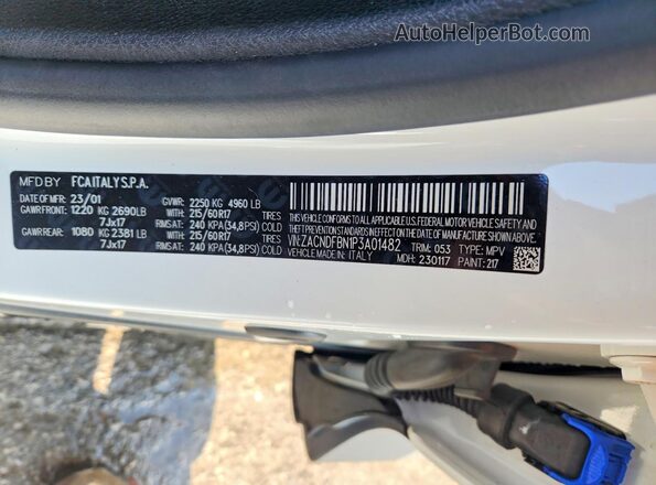ZACNDFBN1P3A01482 2023 DODGE OTHER White სალონის 360-გრადუსიანი ხედი