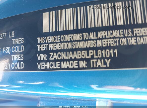 ZACNJAAB5LPL81011 2020 JEEP RENEGADE Blue Widok komory silnika