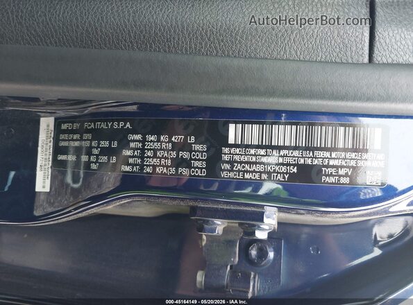 ZACNJABB1KPK06154 2019 JEEP RENEGADE Blue 