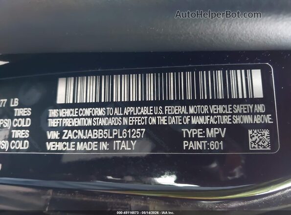 ZACNJABB5LPL61257 2020 JEEP RENEGADE Черный Вид подкапотного пространства