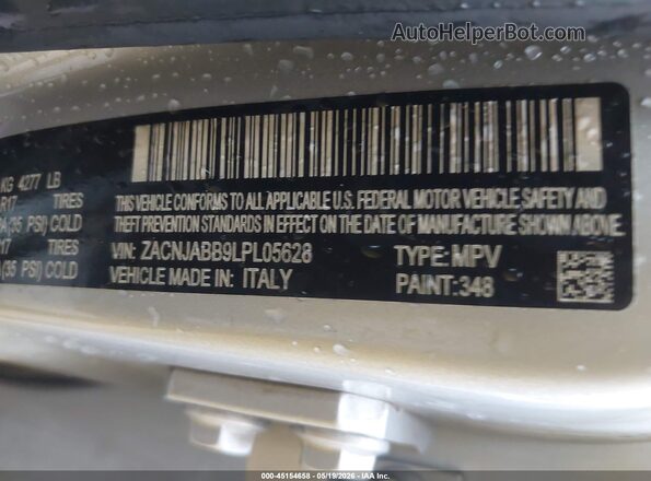ZACNJABB9LPL05628 2020 JEEP RENEGADE Silver ძრავის განყოფილების ხედი