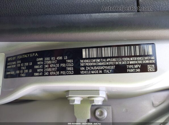 ZACNJBAB9KPK49387 2019 JEEP RENEGADE Silver 