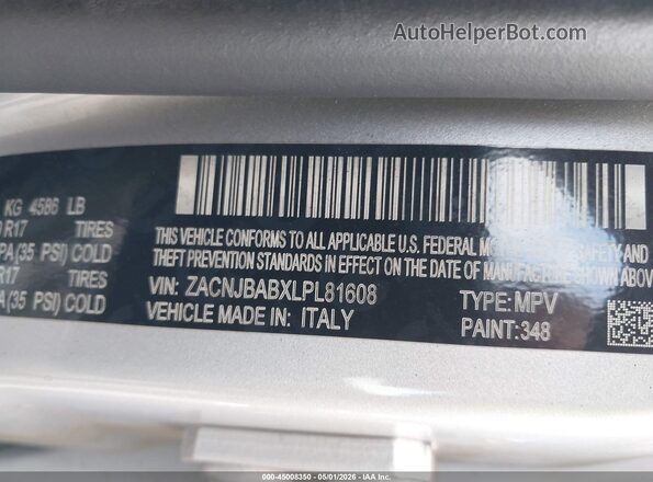 ZACNJBABXLPL81608 2020 JEEP RENEGADE Silver Vista del compartimento del motor