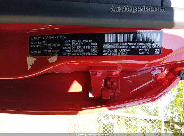ZACNJBB13LPK95045 2020 JEEP RENEGADE Red Widok komory silnika