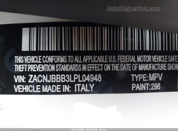ZACNJBBB3LPL04948 2020 JEEP RENEGADE Белый Вид подкапотного пространства