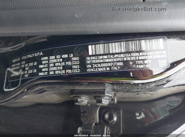 ZACNJBBB5KPJ73990 2019 JEEP RENEGADE Black Vista del compartimento del motor