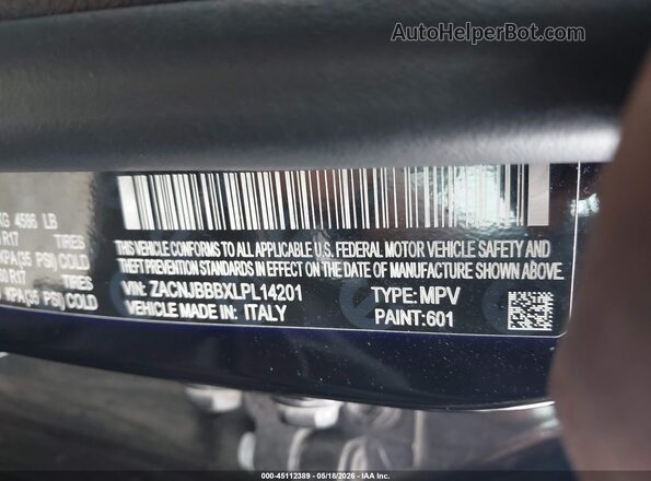ZACNJBBBXLPL14201 2020 JEEP RENEGADE Black Widok komory silnika