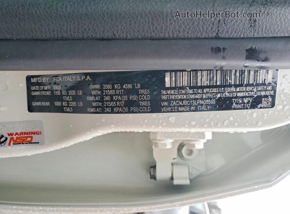 ZACNJBC13LPM05588 2020 JEEP RENEGADE White Вид підкапотного простору