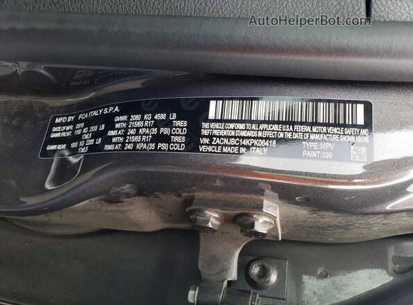 ZACNJBC14KPK06418 2019 JEEP RENEGADE Gray 