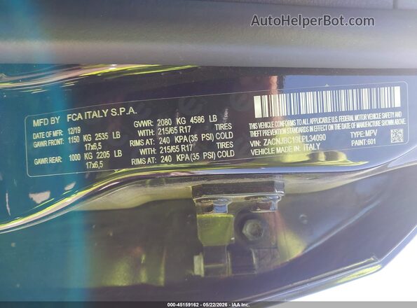 ZACNJBC19LPL34090 2020 JEEP RENEGADE Черный Вид подкапотного пространства
