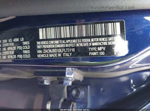 ZACNJBD10LPL73116 2020 JEEP RENEGADE Blue 