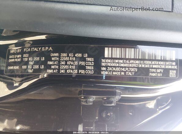 ZACNJBD14LPL70879 2020 JEEP RENEGADE Black 