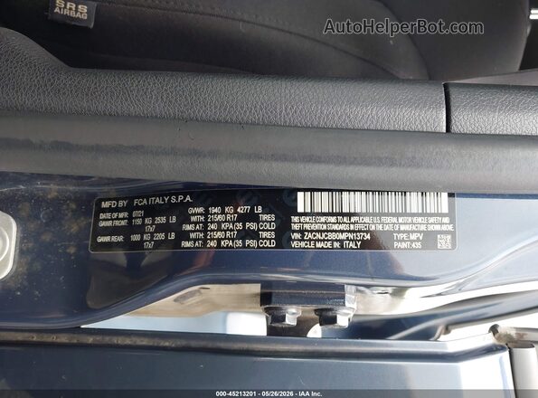 ZACNJCBB0MPN13734 2021 JEEP RENEGADE Blue Вид підкапотного простору