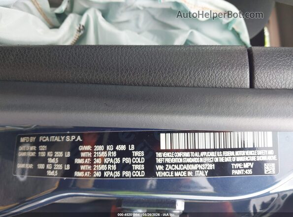 ZACNJDAB0MPN37281 2021 JEEP RENEGADE Dark Blue Engine compartment view