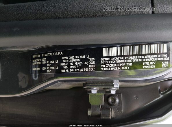 ZACNJDB10PPP17161 2023 JEEP RENEGADE Gray 