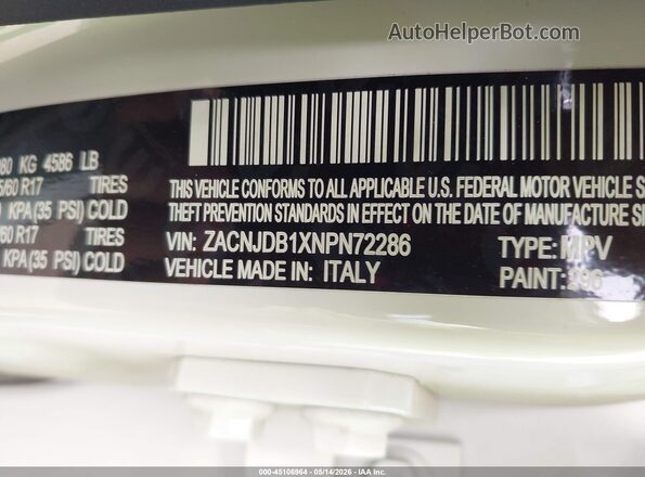 ZACNJDB1XNPN72286 2022 JEEP RENEGADE White Engine compartment view
