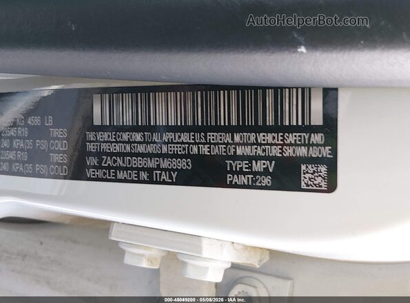 ZACNJDBB6MPM68983 2021 JEEP RENEGADE White ძრავის განყოფილების ხედი