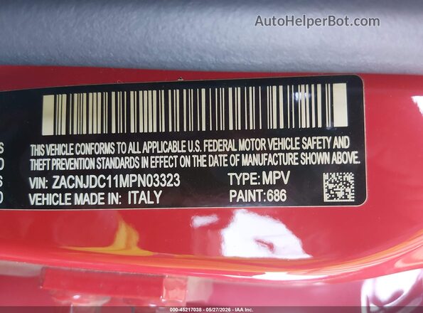 ZACNJDC11MPN03323 2021 JEEP RENEGADE Red ძრავის განყოფილების ხედი