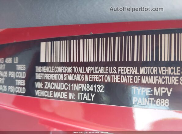 ZACNJDC11NPN84132 2022 JEEP RENEGADE Красный 