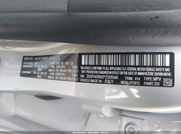ZASPAKBN2P7D55549 2023 ALFA ROMEO STELVIO Silver Engine compartment view