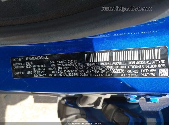ZASPATDW6R3060926 2024 ALFA ROMEO OTHER Blue ძრავის განყოფილების ხედი