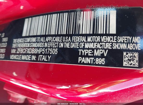 ZFBCFXDB8HP517505 2017 FIAT 500X Red Շարժիչի բաժամունքի տեսք